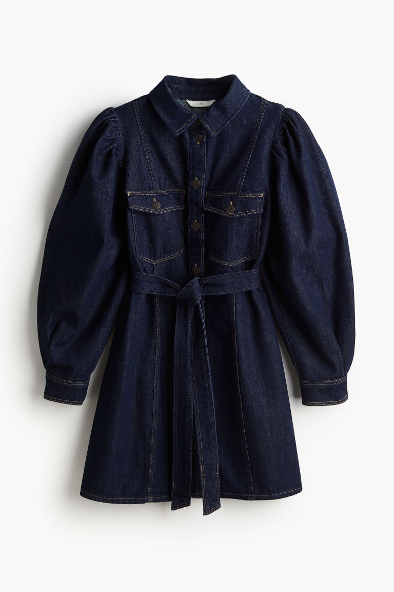 H & M - Tie-Belt Denim Dress - Blue | H&M (US + CA)