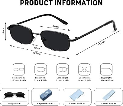 Fozono Rectangle Sunglasses for Women 90s Retro Small Narrow Square Frame UV400 Protection | Amazon (US)