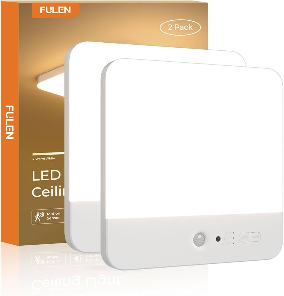 FULEN Motion Sensor Ceiling Light Fixture, Cordless Closet Light Battery Operated, Rechargeable M... | Amazon (US)