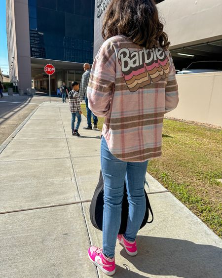 Picked up this cute Pink Shacket for my girl. #Shacket #Plaid #Barbie #Fashion #Teens #Church 