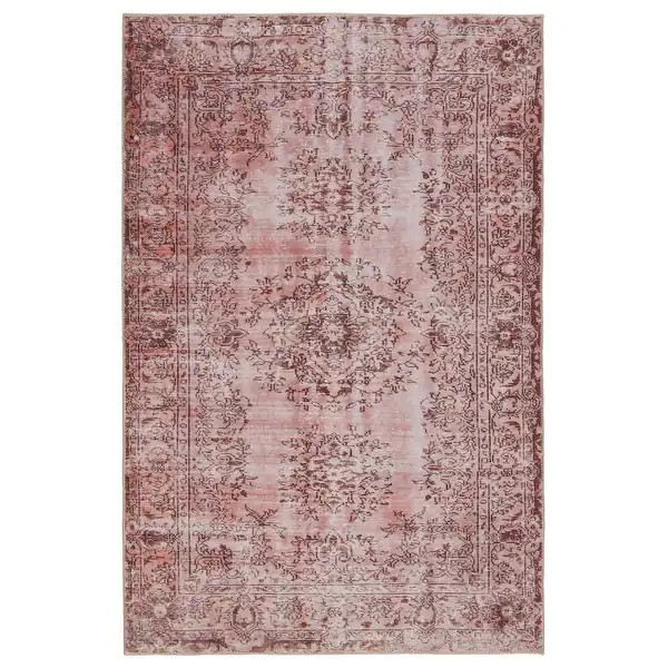 Machine Washable Kate Lester + Jaipur Living Berxley Medallion Rose and Maroon Area Rug - Bed Bat... | Bed Bath & Beyond