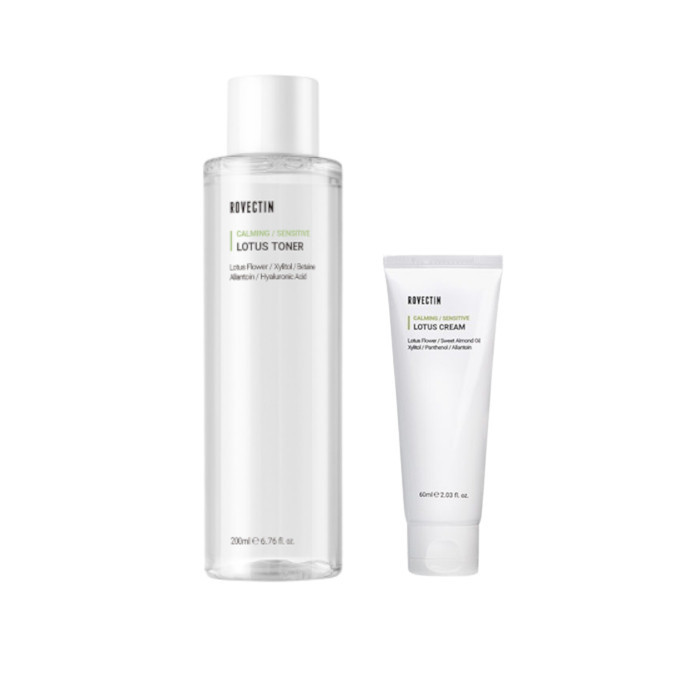 ROVECTIN - Clean Lotus Water Calming Toner - 200ml (1ea) + Calming Lotus Cream (New Version) - 60ml (1ea) Set | Stylevana