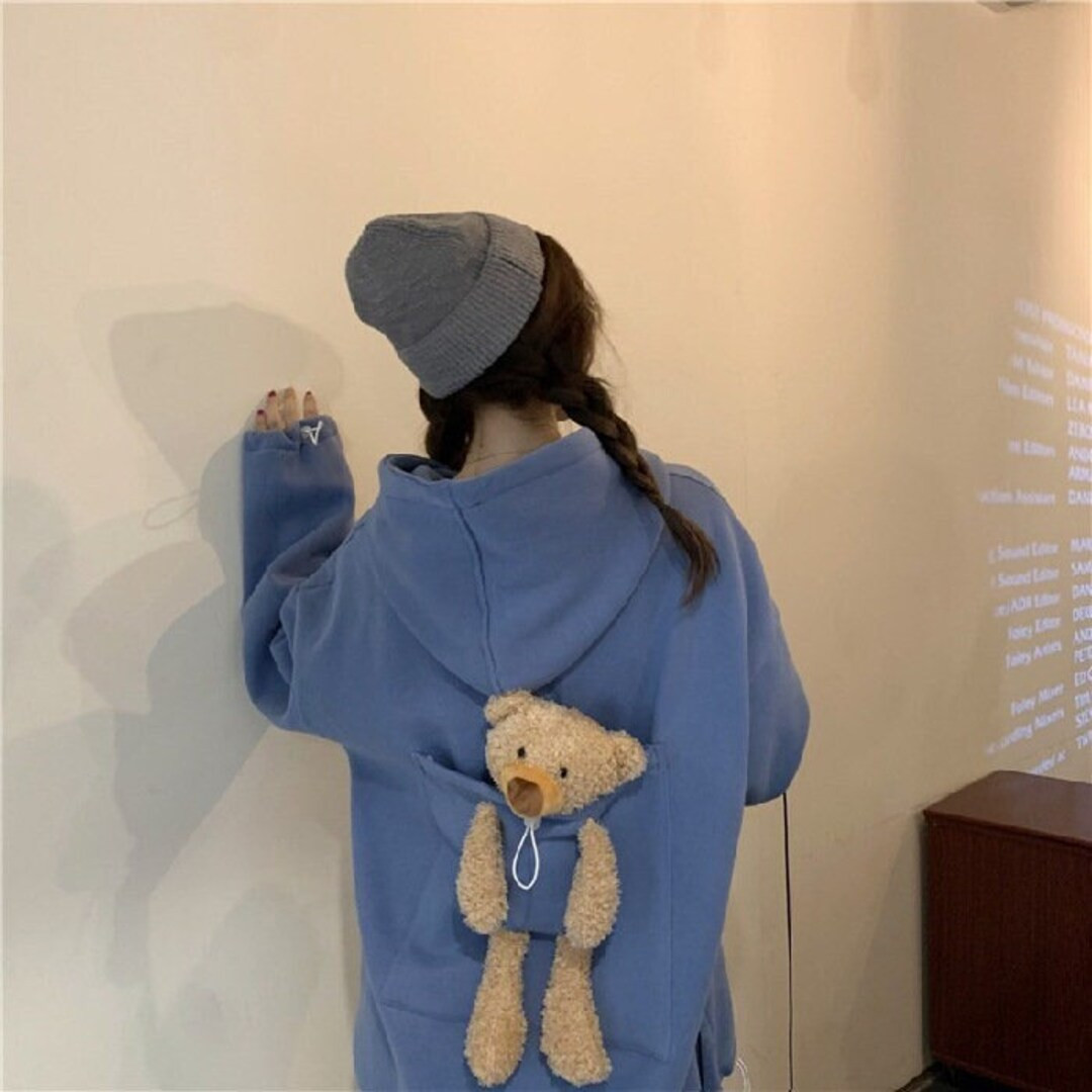 Autumn Women Hoodies Thicken Plus Velvet Bear Toy in Back - Etsy | Etsy (US)