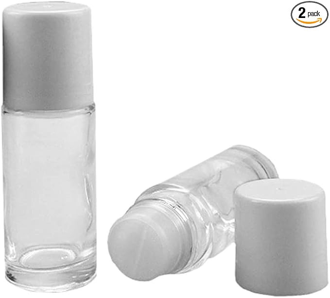 2Pcs 30ml/1oz Clear Glass Deodorant Roller Bottle with Plastic Roller Ball & White Lid Deodorant ... | Amazon (US)
