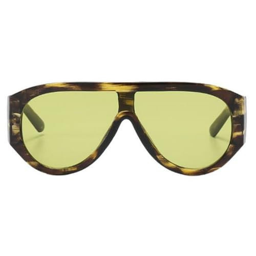 mincl Vintage Oversized Pilot Sunglasses Women For Men Shades Big Frame Windproof Popular Punk Sun Glasses UV400 (yellow green) | Amazon (US)