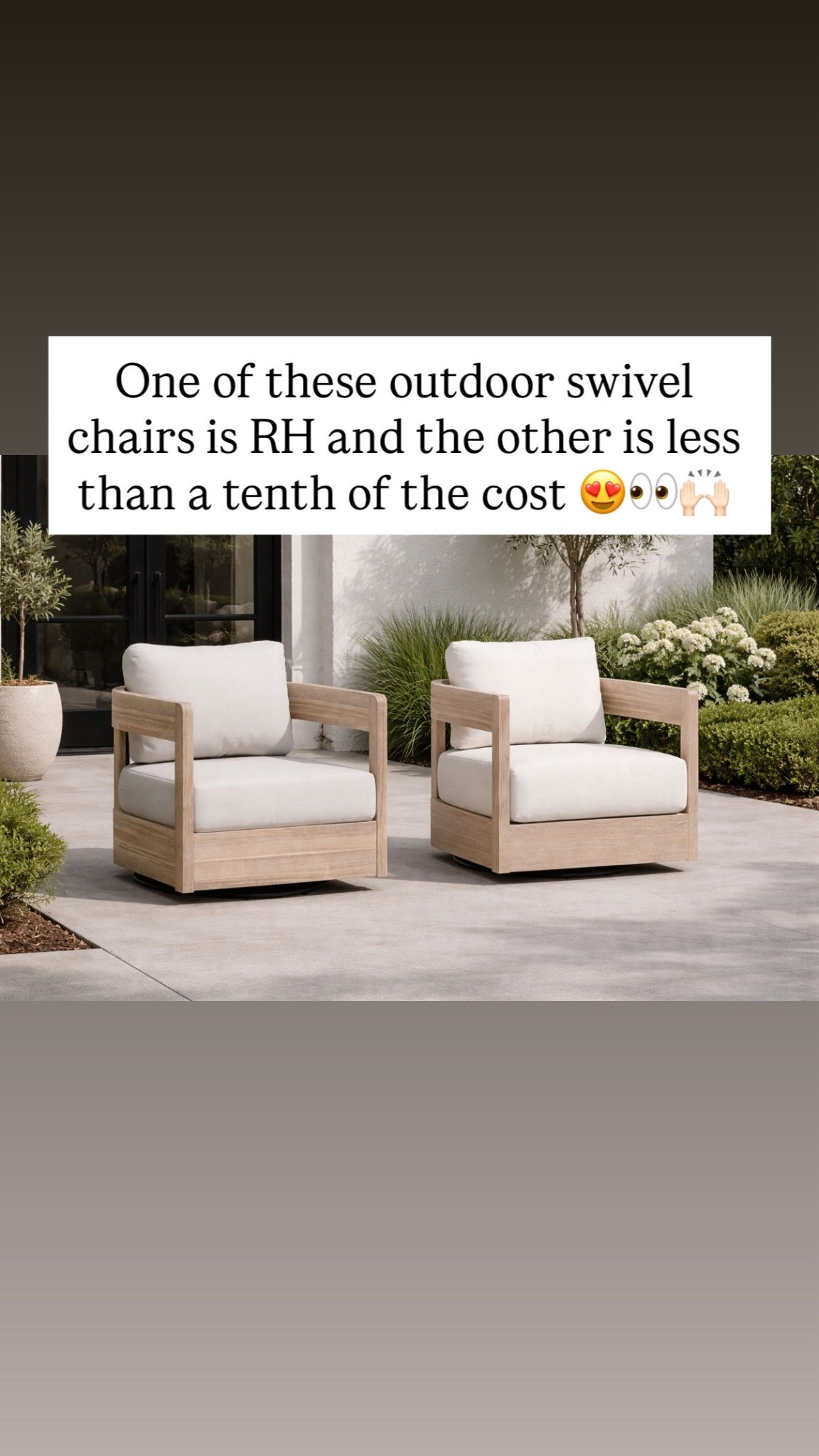 One of these outdoor swivel chairs is RH and the other is less than a tenth of the cost 😍👀🙌🏻


Rh inspired, high end inspired 

#LTKHome #LTKSaleAlert
