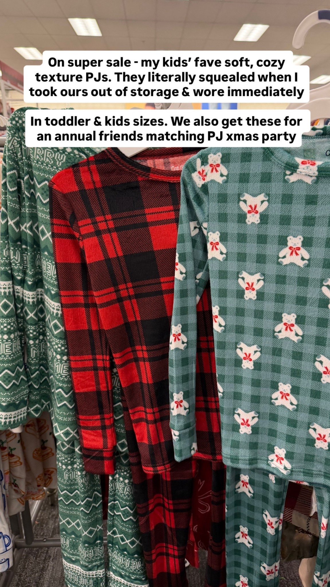 Sz 12 months old up to big kids 14 - make sure you check the listing page since toddler and kids sizes are separate item pages.

My kids LOVE these!

• Cozy soft feel Pjs at target on super sale!

If between sizes, I usually get a size up for my kids. We also get these for a matching kids holiday Christmas PJ party each year 

For cotton pajamas we get Hanna anderssen but my kids love the soft texture on these as an alternative 

#LTKKids #LTKFamily #LTKHoliday