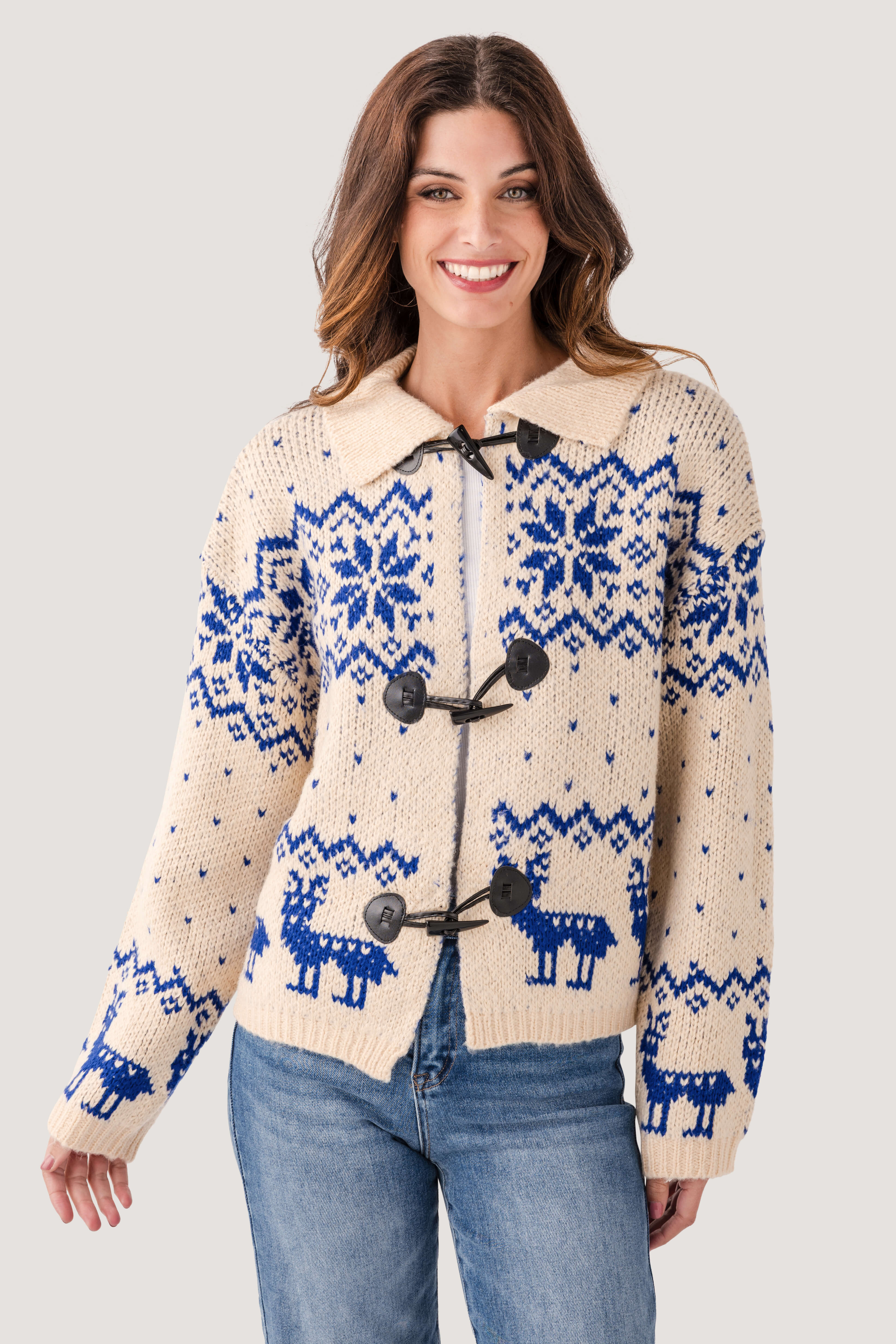 Bailey Rose Fair Isle Toggle Cardigan | Social Threads
