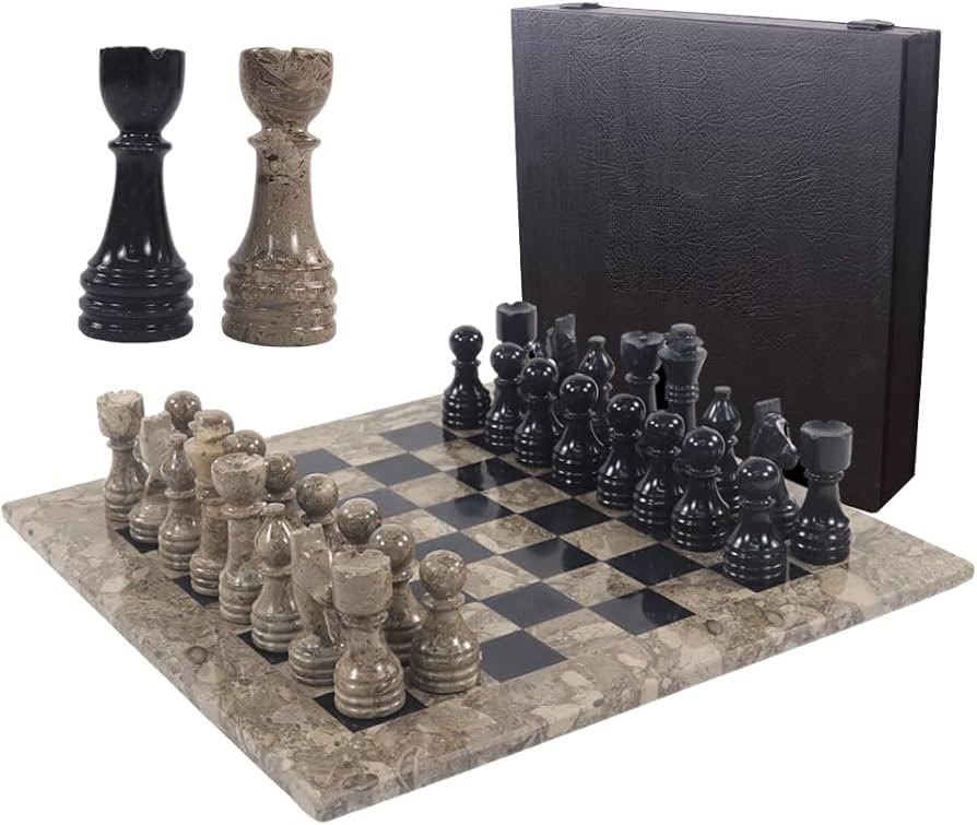 Marble Chess Set 15" Inches Oceanic & Black Handmade Classic Chess Set for Adults - 1 Chess Board... | Amazon (US)