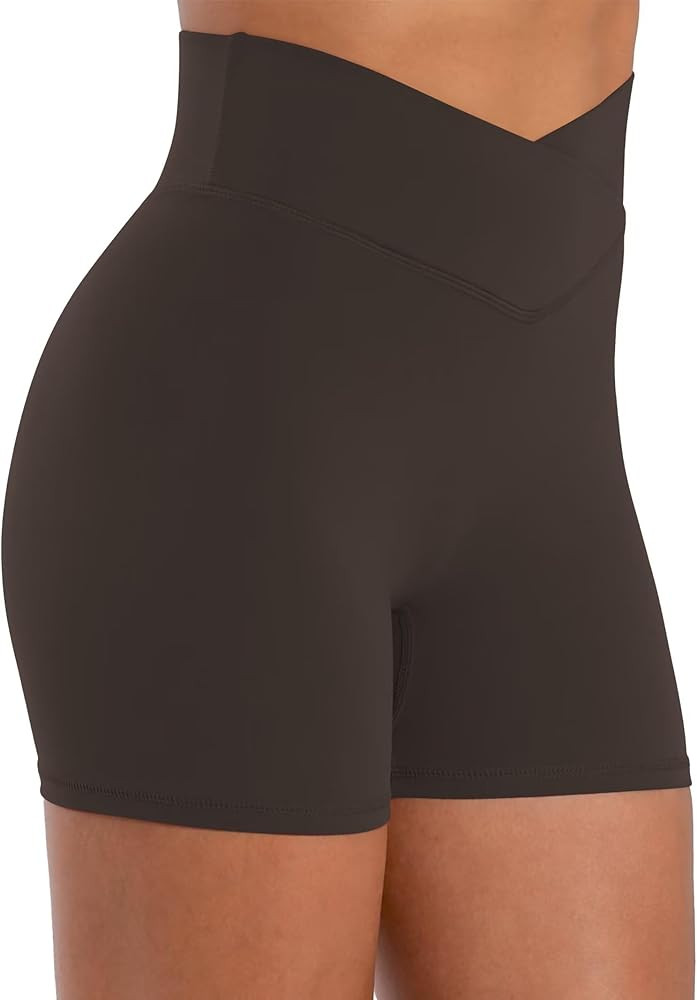 Sunzel Women's High Waisted Crossover Waist Butt Lifting Biker Shorts | Amazon (US)