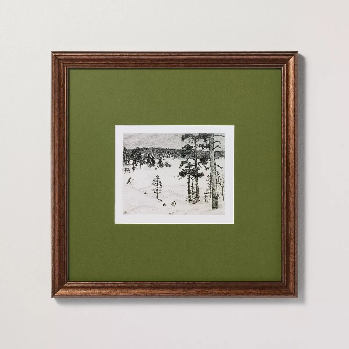 12"x12" Countryside Skier Framed Christmas Wall Art - Hearth & Hand™ with Magnolia | Target