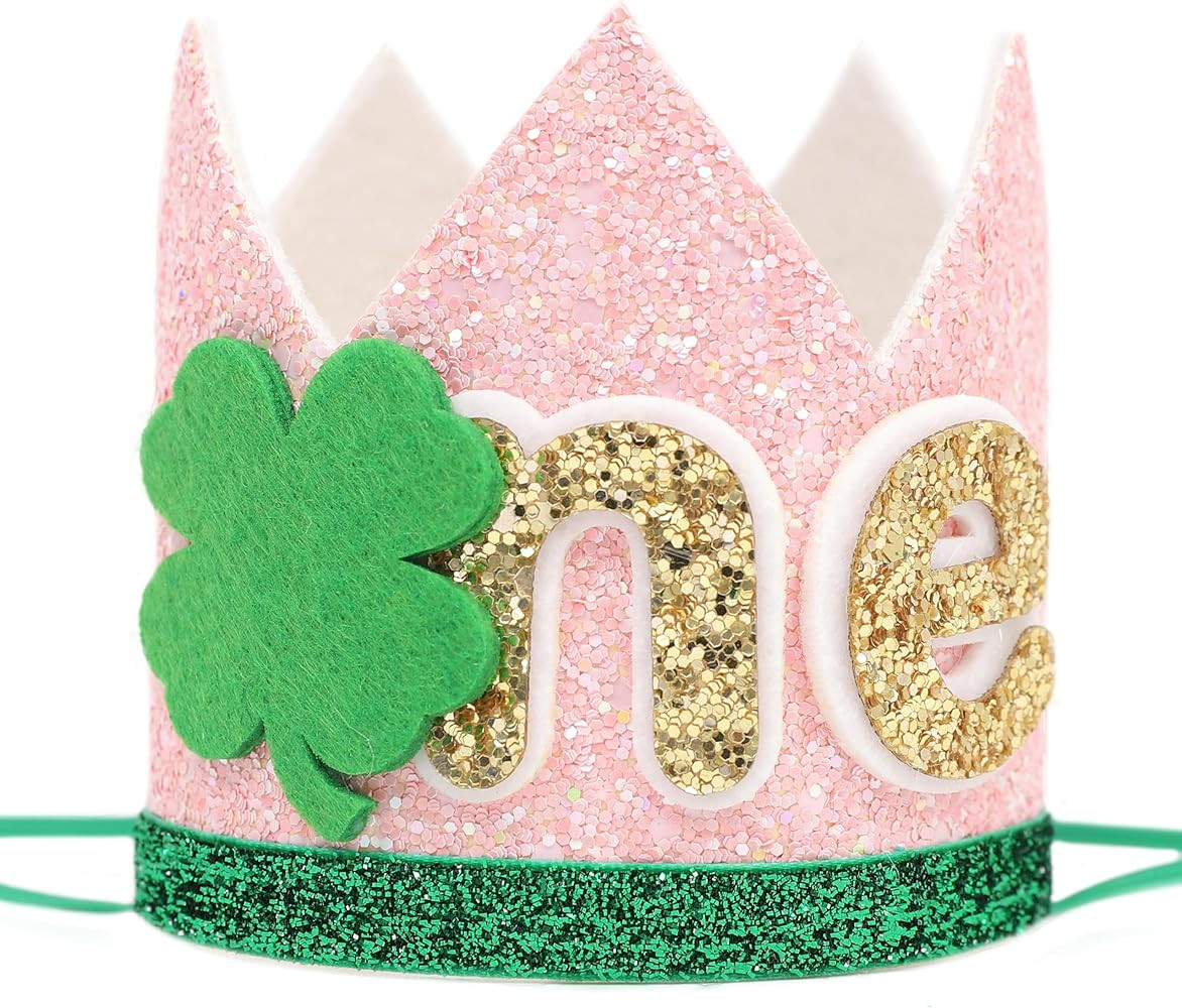 St Patrick’s Day First Birthday Crown - Four Leaf Clover 1st Birthday Hat,Lucky One Birthday Pa... | Amazon (US)
