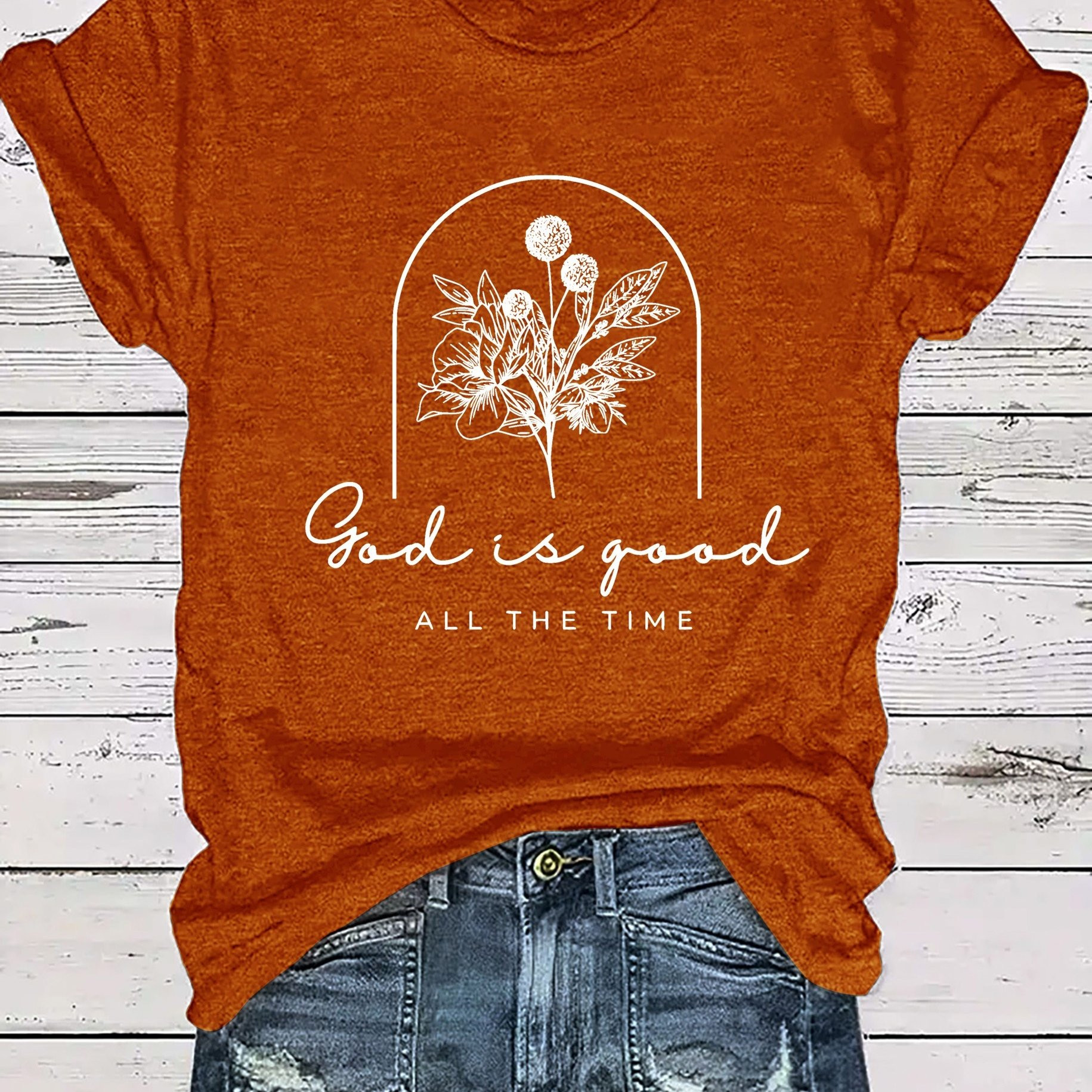 women's casual floral letter print t shirt 100% polyester - Temu | Temu Affiliate Program