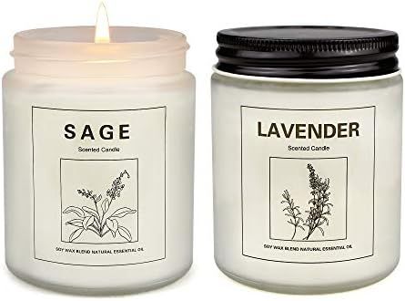 Sage Candles for Home Scented, Aromatherapy Lavender Candle, Soy Wax Candle Set 2 Pack, Women Gif... | Amazon (US)