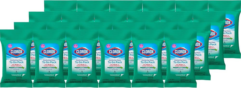 Clorox Disinfecting On The Go Travel Wipes, Household Essentials, Fresh Scent, 9 Count, Pack of 2... | Amazon (US)