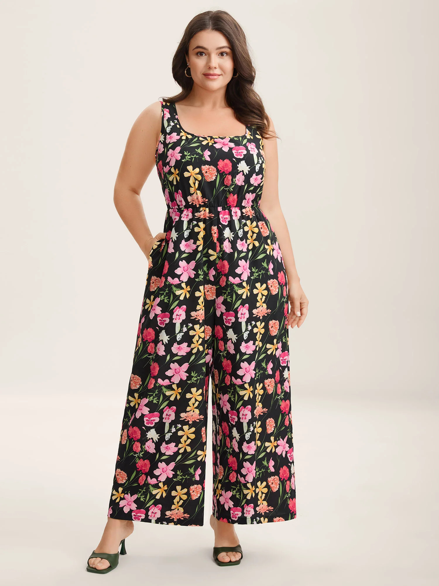 Floral Print Pockets Straight-Leg Jumpsuit | Bloomchic