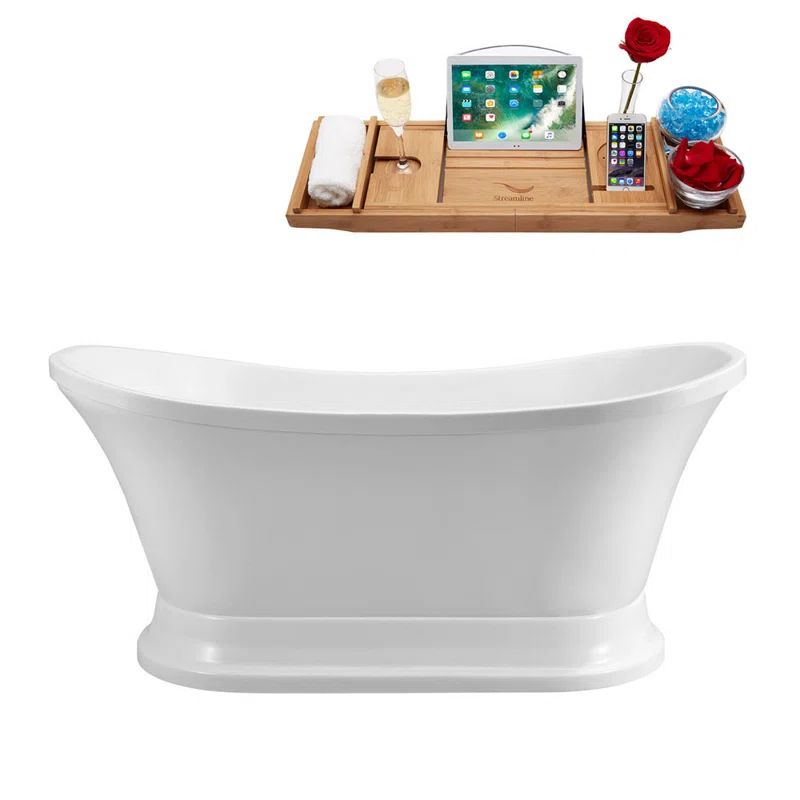 N202BGL 60'' x 32'' Freestanding Soaking Acrylic Bathtub | Wayfair North America