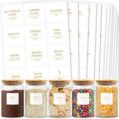 Talented Kitchen 144 Pack Pantry Kitchen Labels Stickers, Gold Text on White Water Resistant Viny... | Target