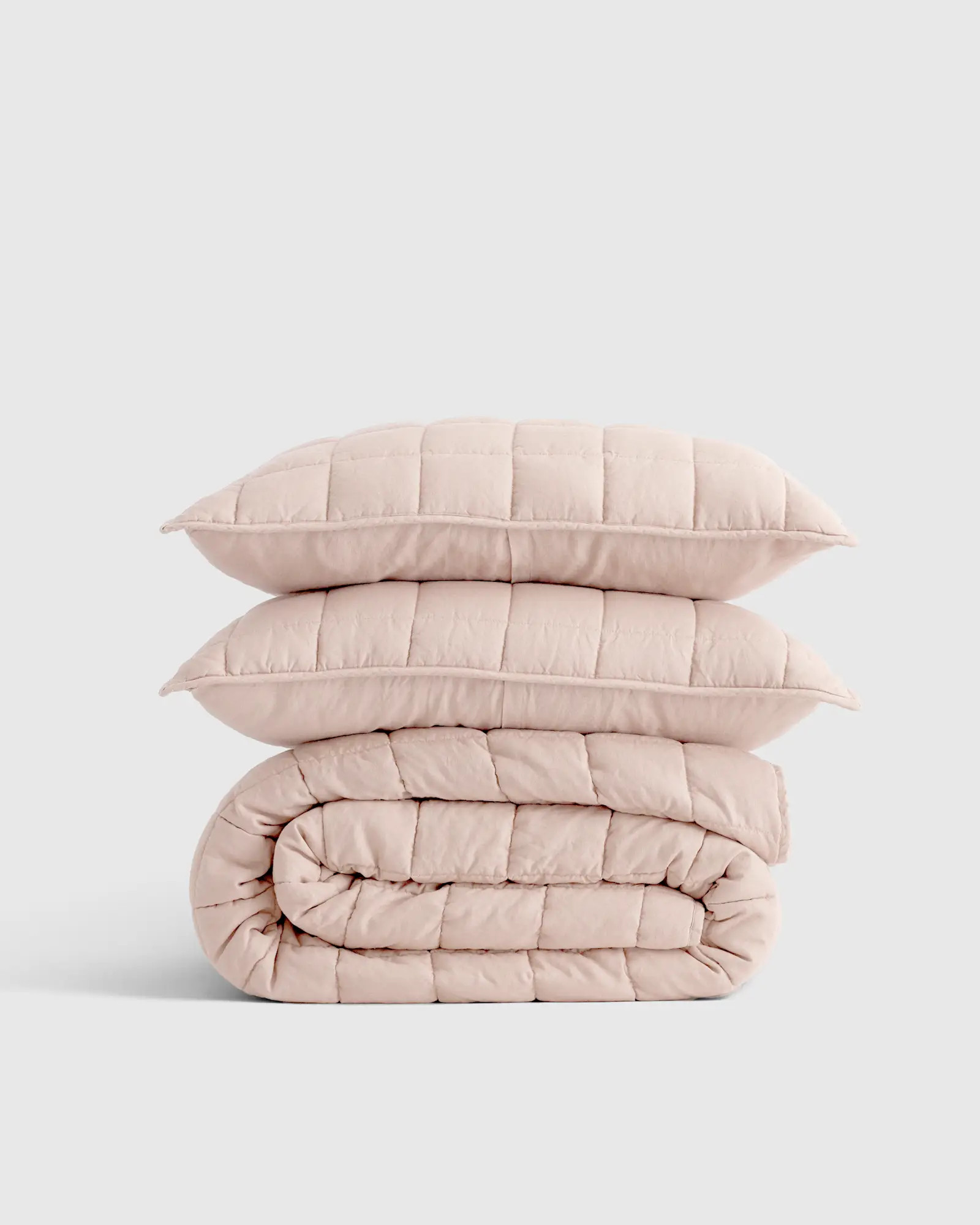 European Linen Box Quilt Set in Soft Blush | Quince
