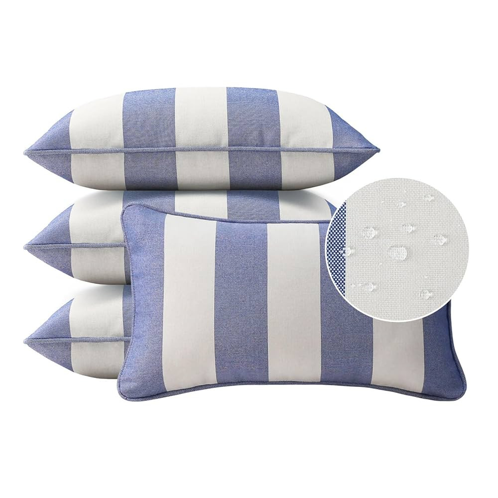 Decorative Outdoor Water Repellent Throw Pillows with Inserts, Set of 4, 20" x12" Pillows for Pat... | Amazon (US)
