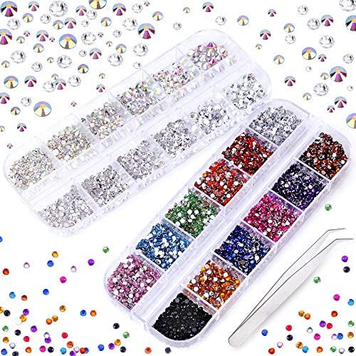 3000 PCS Rhinestones for Craft, PHOGARY AB Rhinestones Flat Back (small size 1.5-5 mm) 13 Colors wit | Amazon (US)
