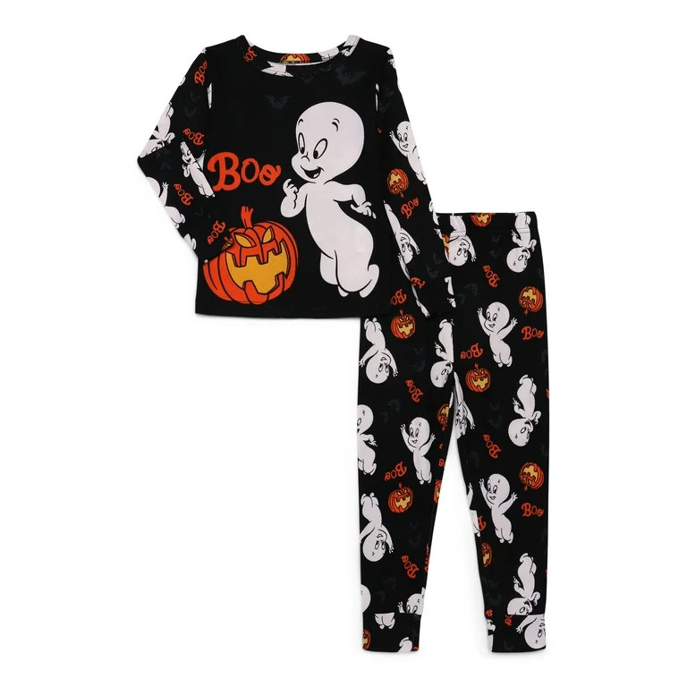 Casper the Friendly Ghost Toddlers' Halloween Glow In The Dark Pajama Top and Pants Set, 2-Piece,... | Walmart (US)