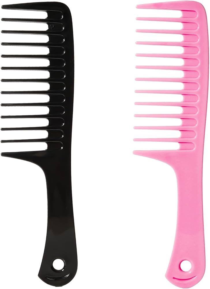 2PCS Wide Tooth Comb for Curly Hair, Large Detangling Comb for Wet or Dry Hair, Shower Comb for W... | Amazon (US)