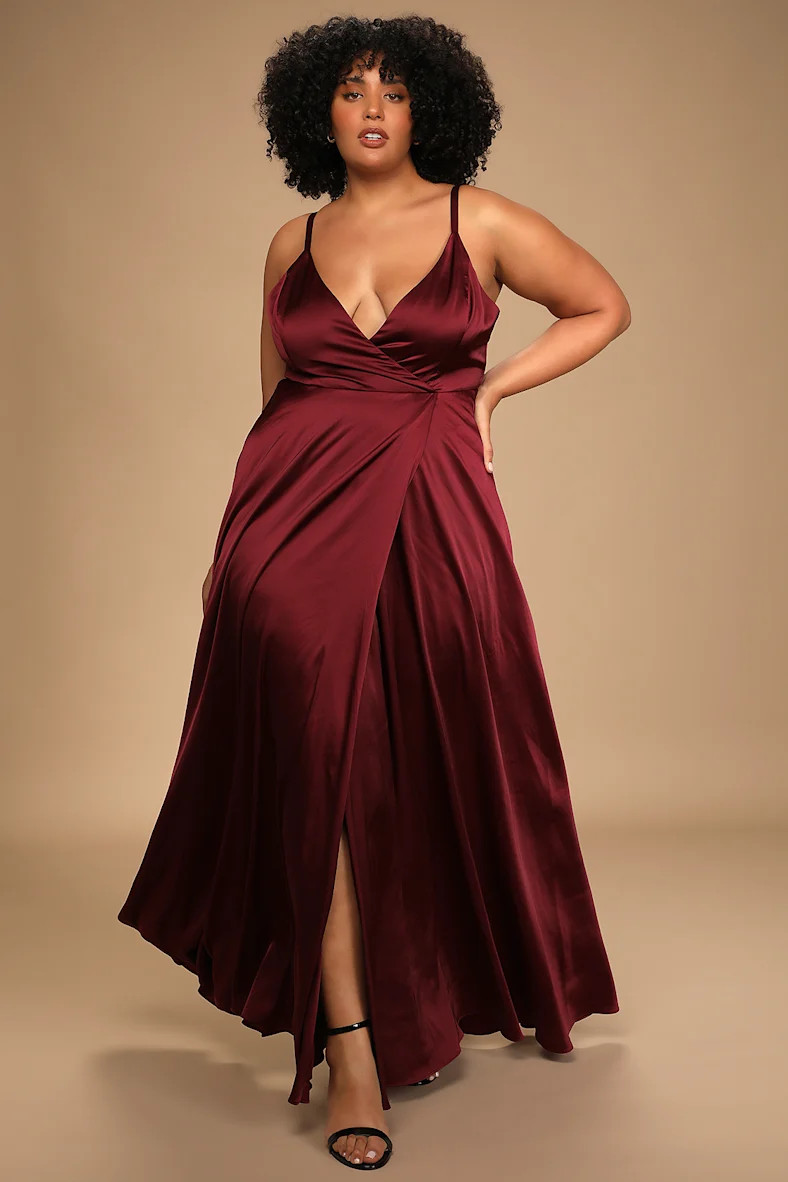 Ode To Love Burgundy Satin Maxi Dress | Lulus (US)