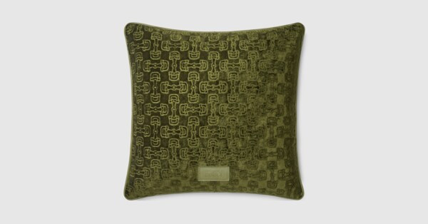 Horsebit velvet jacquard cushion | Gucci (CA)