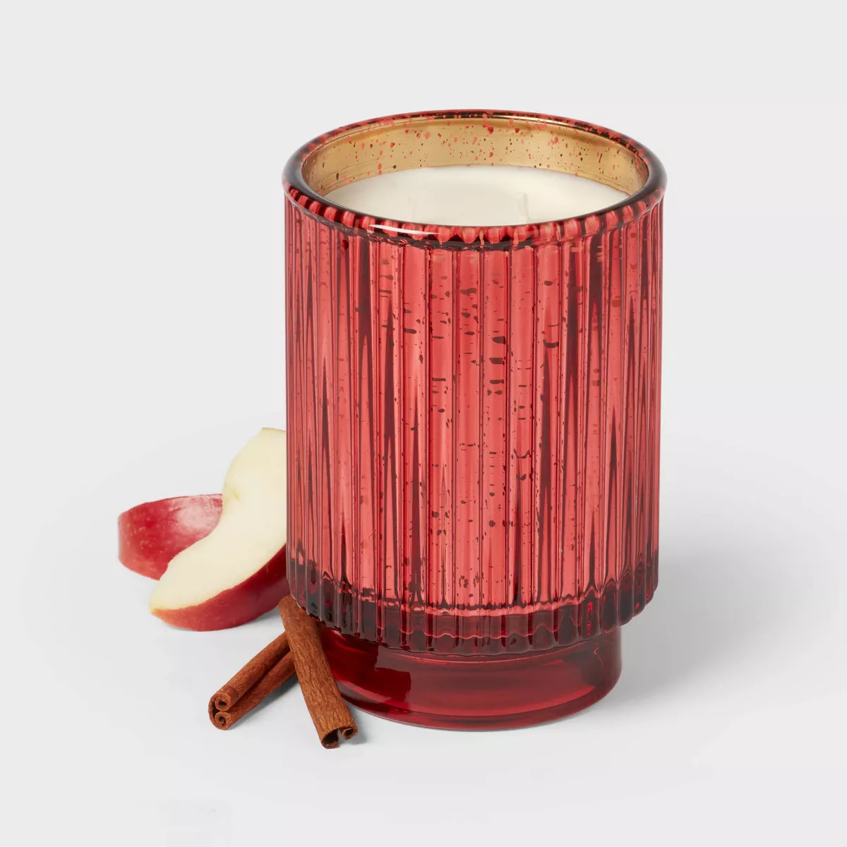 19oz Mercury Footed Ribbed Glass with Dustcover Red/Apple Cinnamon Joy - Threshold™ | Target