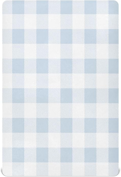 Kigai Blue Gingham Crib Sheets for Boys Girls Jersey Knit Fitted Crib Sheet Blue Gingham Sheets f... | Amazon (US)