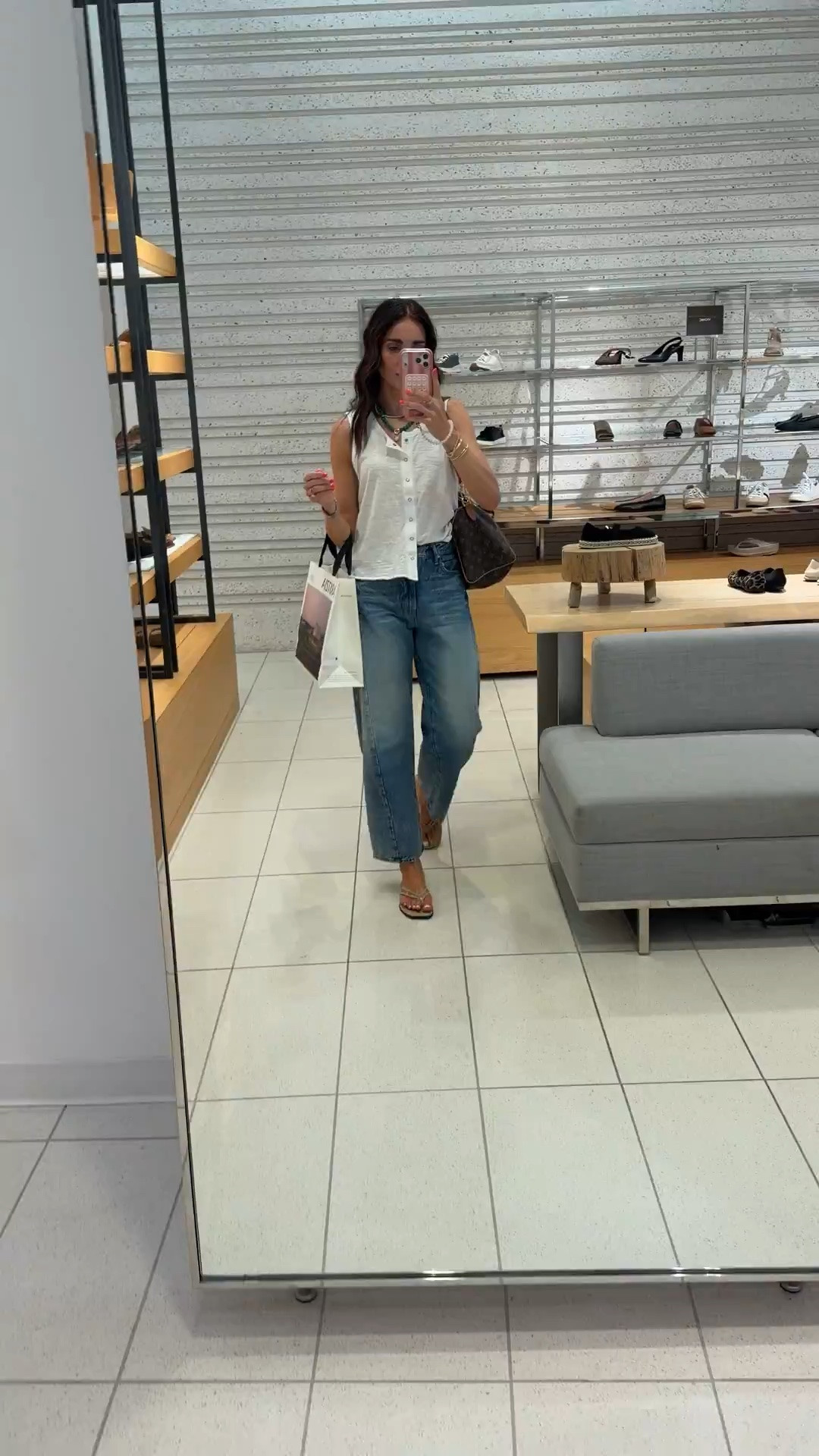 An easy shopping day outfit with my favorite combination: relaxed denim, a simple button front tank and sandals. Comfortable enough for walking around all afternoon but still pulled together for lunch after.

casual outfit, shopping outfit, jeans outfit, button front tank, relaxed denim, everyday outfit, petite style, summer outfit, transitional outfit, casual chic, denim style, annabrstyle

#LTKootd #LTKOver40 #LTKSeasonal