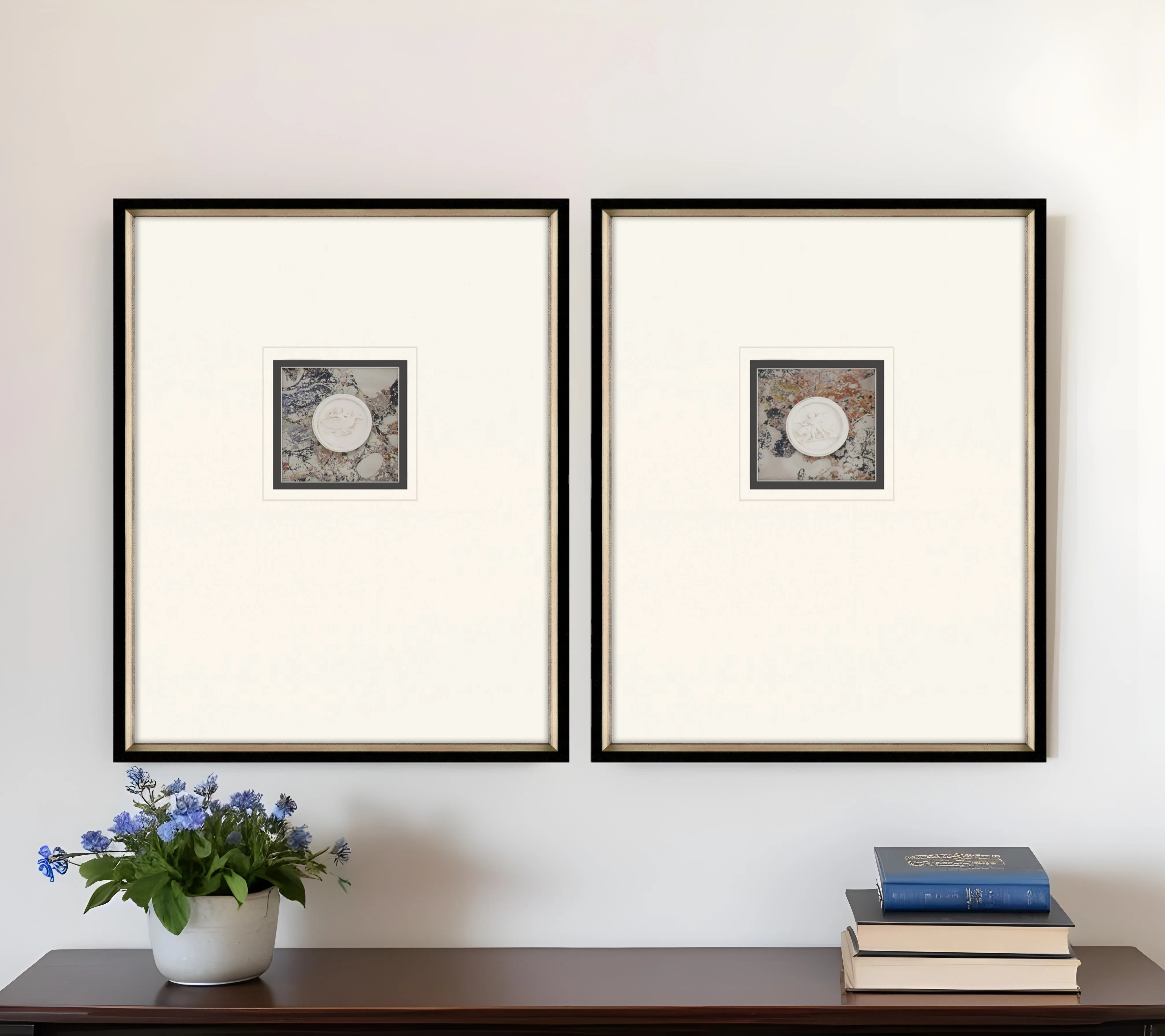 Set Of Two Angelic Intaglio Black Framed Print Wall Art | Wayfair North America