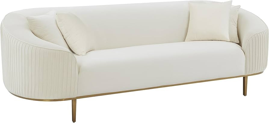 Tov Furniture Michelle Cream Velvet Pleated Sofa by Inspire Me Home Decor | Amazon (US)