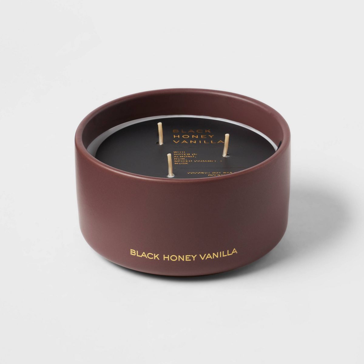 15oz Ceramic Jar 3-Wick Black Honey Vanilla Candle Plum Purple - Threshold™ | Target