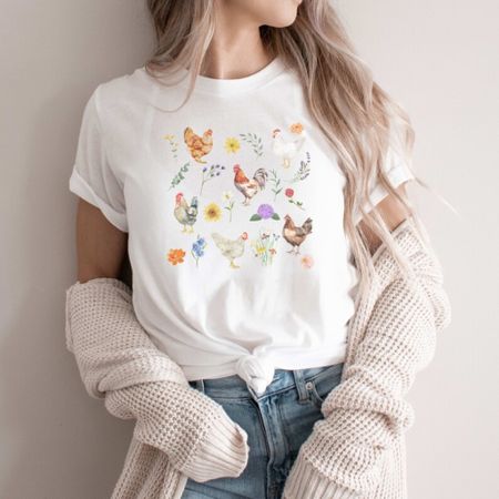 Floral print chicken t shirt on Etsy 
Cute homesteading chicken lover shirts
Flowers and chickens 
Spring summer shirt


#LTKSeasonal #LTKunder50 #LTKstyletip