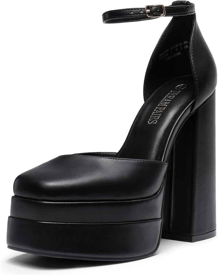 Amazon.com | DREAM PAIRS Womens Pointed Toe High Chunky Heels Pump Shoes, Black - 8.5 (SDPU2319W)... | Amazon (US)