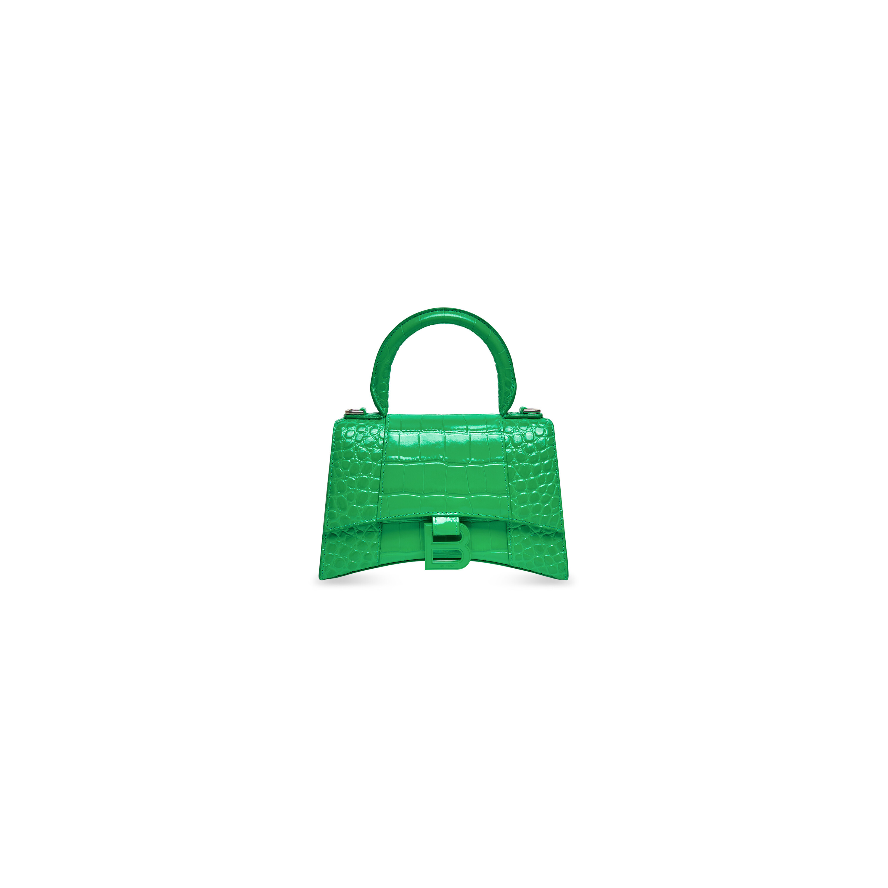 Balenciaga Hourglass XS Handbag Crocodile Embossed Green - Women's -Calfskin | Balenciaga