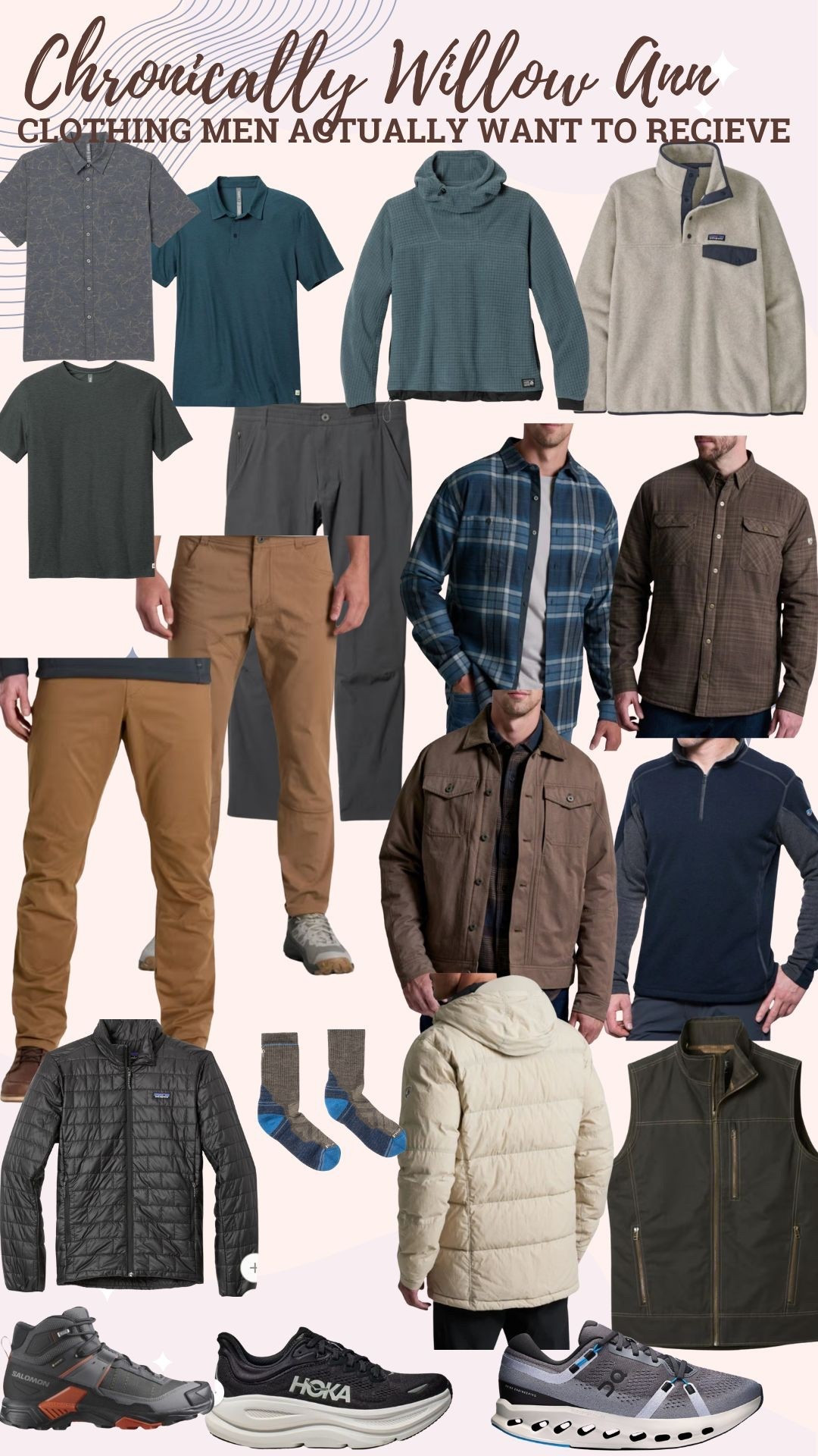 Clothing that the men in your life will actually want to recieve. Clothing that moves with them and looks good while doing it. Clothing that holds up and doesn’t tear immediately. Jackets and vests for them, plaid jackets and socks. 

#LTKGiftGuide #LTKootd #LTKMens