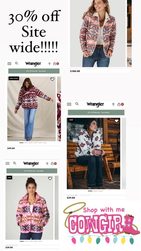 Black Friday Sale!!
30% off site wide on wrangler clothes!
Aztec jackets and coats!!
Western Cowgirl jackets



#LTKCyberweek #LTKHoliday #LTKGiftGuide