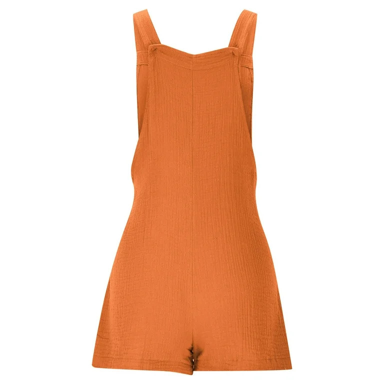 Roncen Women's Sleeveless Jumpsuit - Short Adjustable Button Solid Color Romper with Pockets | Walmart (US)