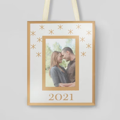 Glass 2021 Picture Frame with Snowflakes Christmas Tree Ornament Gold - Wondershop™ | Target