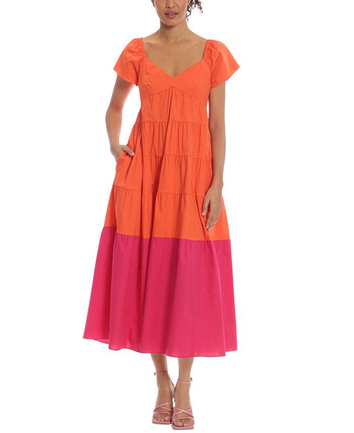 Donna Morgan Colorblocked Tiered Maxi Dress & Reviews - Dresses - Women - Macy's | Macys (US)