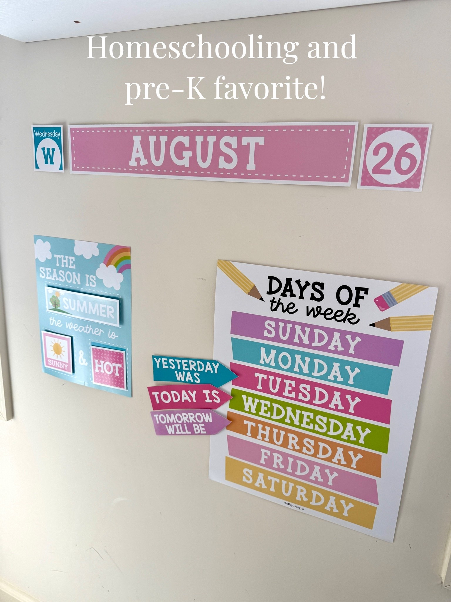 Our favorite activity for our homeschool mornings! Weather, days of the week, and calendar update. This is our second year with the same set and it’s holding up so well.

☀️ We use painters tape to stick these on our wall, but I know lots of people use magnets on a magnetic whiteboard, or hook and loop stickers too.

Teacher favorite, mom favorite ❤️

#LTKmomlife #LTKKids #LTKSaleAlert