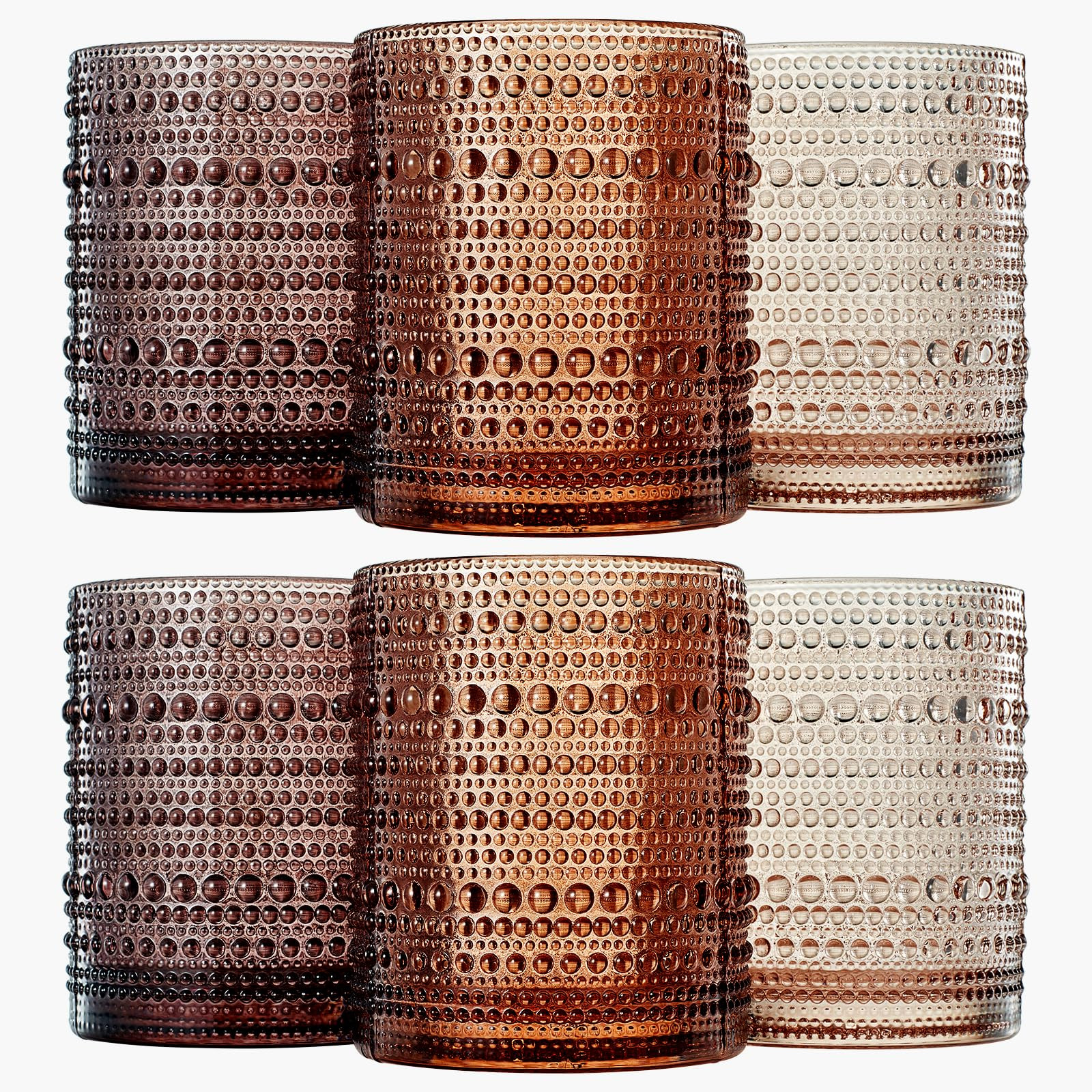 Khen Hobnail Beaded Highball Drinking Tumbler Glasses | Set of 6 | Color, Vintage Bubble Design W... | Amazon (CA)