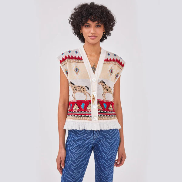 Nomadic Tapestry Waistcoat Cream | Hayley Menzies UK