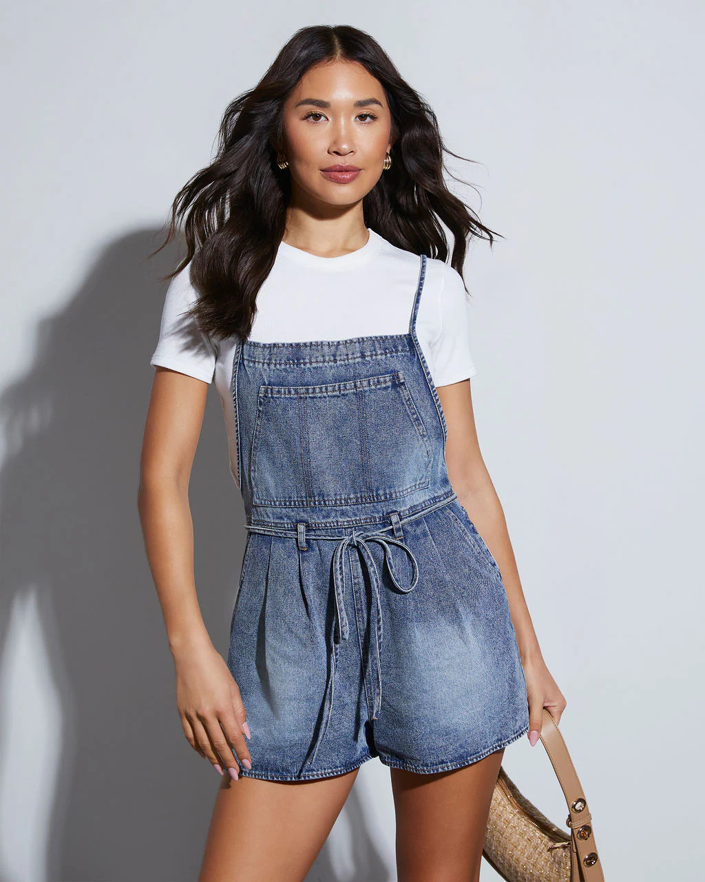 Effie Open Back Denim Romper | VICI