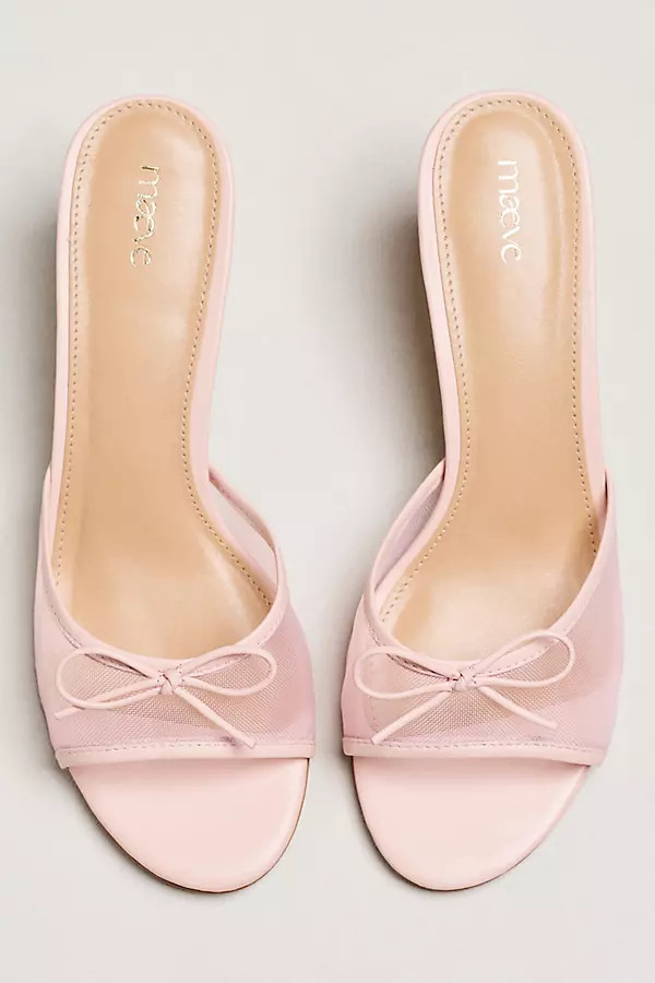 Mesh Bow Mule Heels | Anthropologie (US)