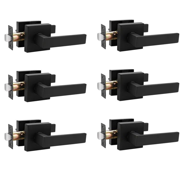 Passage Door Lever with Square Rosette Heavy Duty Solid Levers (Set of 6) | Wayfair North America