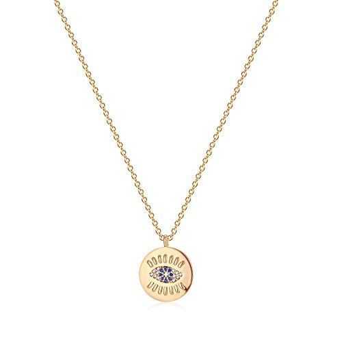 MEVECCO Gold Dainty Blue Evil Eye Necklace for Women 18K Gold Plated Delicate Boho Protection Evil Eye Simple Necklace | Amazon (US)